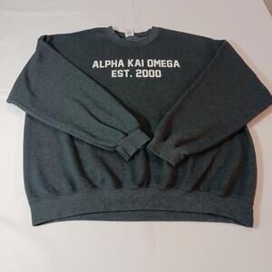 Gildan Heavy Blend ALPHA KAI OMEGA EST 2000  Men Gray Hoodie Pullover Sweater XL